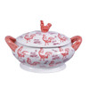 AA Importing Lidded Rooster Tureen in Coral Red