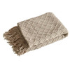 Diamond Knit Fringed Throw Blanket, Khaki