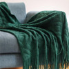 Knitted Jacquard 50 x 70 Throw Blanket, Dark Green