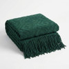 Knitted Jacquard 50 x 70 Throw Blanket, Dark Green