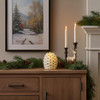 Pavilion 4.25" White Pine Cone Realistic Flame Led Flameless Candle