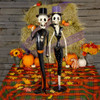 Zaer Set of 2 Vintage Horror Noir Metal Skeleton Figurines, "Dr. And Mrs. Cadaver"