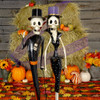 Zaer Set of 2 Vintage Horror Noir Metal Skeleton Figurines, "Dr. And Mrs. Cadaver", 3.5 Ft.