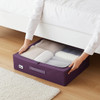 Periea Folding Slim/Under Bed Storage Box with Clear Zip Lid, Large, Eggplant