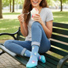 ELL & Atty Premium Women's Crew Socks - Snowball Treat, Blue
