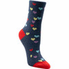 ELL & Atty Premium Women's Crew Socks - Heart. Navy Blue