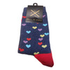 ELL & Atty Premium Women's Crew Socks - Heart. Navy Blue