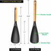 Set of Silicone Cooking Spoons/Scoops, Heat-Resistant, Wooden Handle in 2 sizes, Black