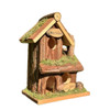 Handmade Wooden Birdhouse Hut with Three Entrances