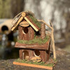 Handmade Wooden Birdhouse Hut with Three Entrances