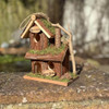 Handmade Wooden Birdhouse Hut with Three Entrances