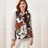 Galleria Quilted  Reversible Vest - Cow Print, Brown/White