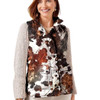Galleria Quilted  Reversible Vest - Cow Print, Brown/White