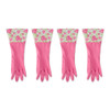 Core Home Cuffed Latex Cleaning & Dishwashing Gloves, 2 Pairs, Roses, Pink