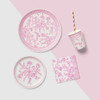 Coterie Small French Toile Plates, Pack of 10, Pink & White, 7.25"