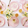Coterie French Toile Large Paper Dinner Plates, Pink & White, 10 Pack