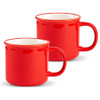 Kook Ceramic Camper Mugs, Set of 2, Red, 14 z