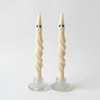 LilFlameCo Ghost Taper Twisted Halloween Candle, Set of 2, White
