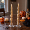 LilFlameCo Ghost Taper Twisted Halloween Candle, Set of 2, White