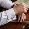 Bey Berk Rhodium Plated Cufflinks, Airplane Design