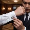 Bey Berk Rhodium Plated Cufflinks, Four Aces