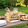 Wooden Flatware and Napkin Caddy "Enjoy Life, It's Delicious"