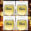 Wine-Oh Black Cheers  Plastic 16-Ounce Stemless Glasses, Set of 4
