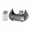 Boston Warehouse Galvanized Salt & Pepper Caddy with Shakers, Canoe Boston Warehouse Galvanized Salt & Pepper Caddy with Shakers, Canoe