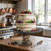 Boston Warehouse 10" Galvanized Cake Stand with Wooden Base