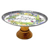 Boston Warehouse 12" Galvanized Cake Stand with Wooden Base, Live Simply
