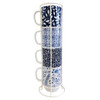 Boston Warehouse Blue & White Pattern 14-oz Stacked Mugs with Stand, Set of 4 Boston Warehouse Blue & White Pattern 14-oz Stacked Mugs with Stand, Set of 4