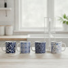 Boston Warehouse Blue & White Pattern 14-oz Stacked Mugs with Stand, Set of 4