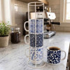 Boston Warehouse Blue & White Pattern 14-oz Stacked Mugs with Stand, Set of 4