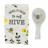 Boston Warehouse Spoon Rest & Tea Towel Set, Welcome Hive 