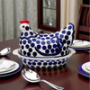 Polish Pottery Big Polka 1.5-liter Hen Covered Stoneware Casserole