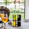 Arte Italica Tavola Tall Glass Oil and Vinegar Bottles with Pewter Caddy