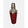 Home Essentials Hammered Stainless Steel Cocktail Shaker, Red Stripe