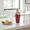 Home Essentials Hammered Stainless Steel Cocktail Shaker, Red Stripe