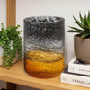 Gift Craft Decorative Black & Amber Glass Vase