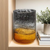 Gift Craft Decorative Black & Amber Glass Vase