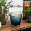 Gift Craft Blue & Coffee Crackle Glass Vase - Large