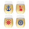 Wine-Oh Ocean Sprit 16-Ounce Stemless Wine Glasses, Set of 4 