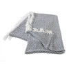 LR Home Blue and Ivory Diamonds Fringe Throw Blanket