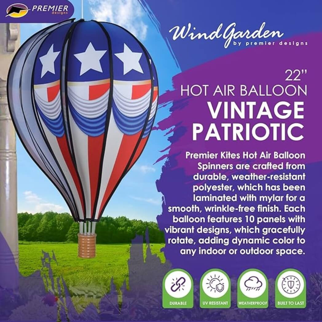 Premier Kites 22-in Hot Air Balloon Garden Spinner - Thumbnail 2