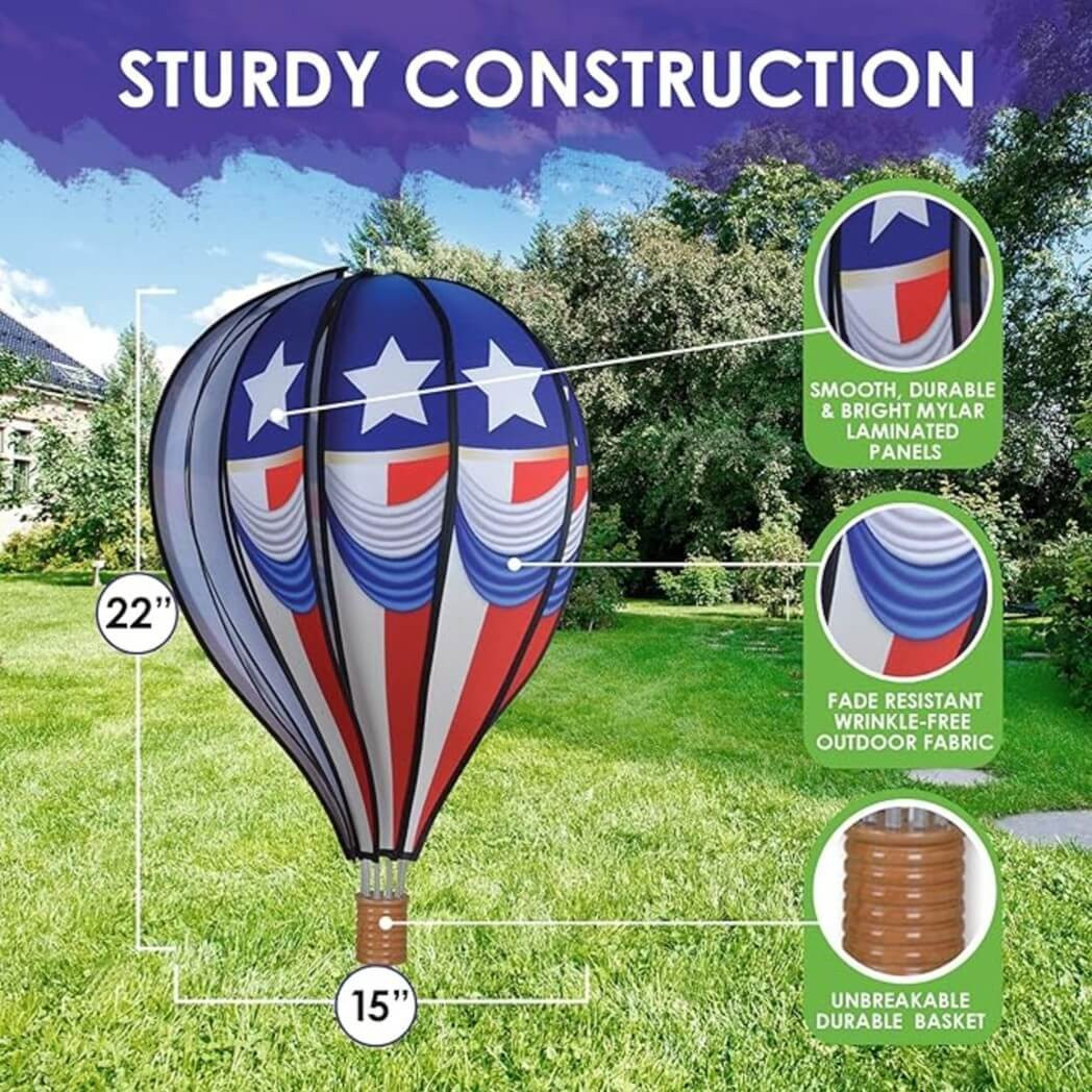 Premier Kites 22-in Hot Air Balloon Garden Spinner - Thumbnail 3