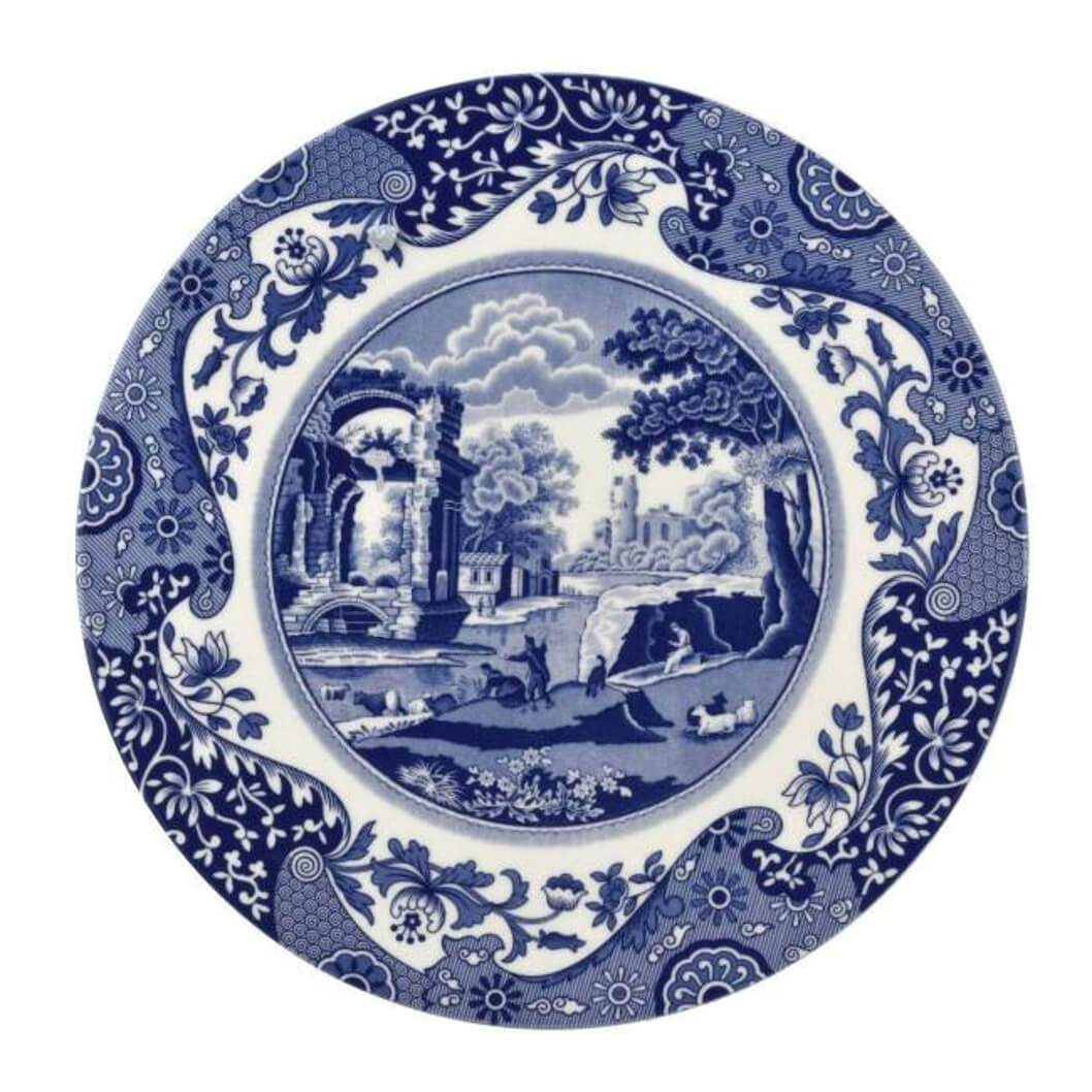 Spode Blue Italian 2-Piece Cheese Plate with Knife