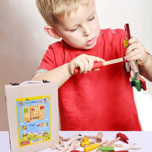 Fun Little Toys 43-PCs Kids Wooden Tool Box and Tool Kit Fun Little Toys 43-PCs Kids Wooden Tool Box and Tool Kit
