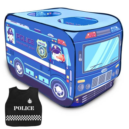 Fun Little Toys Police Toy Car Pop-Up Play Tent with Policeman Costume 
