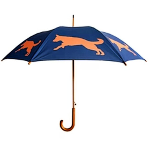 San Francisco Umbrella Co. Stick Umbrella German Shepard, Navy Blue & Orange
