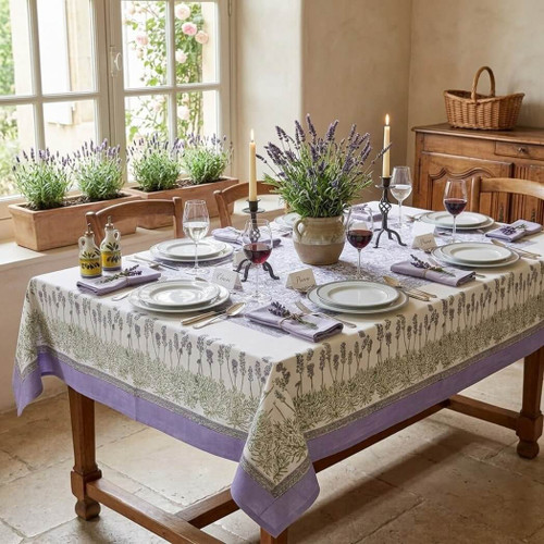 Couleur Nature Lavender Purple Tablecloth Rectangular, 71 x 106